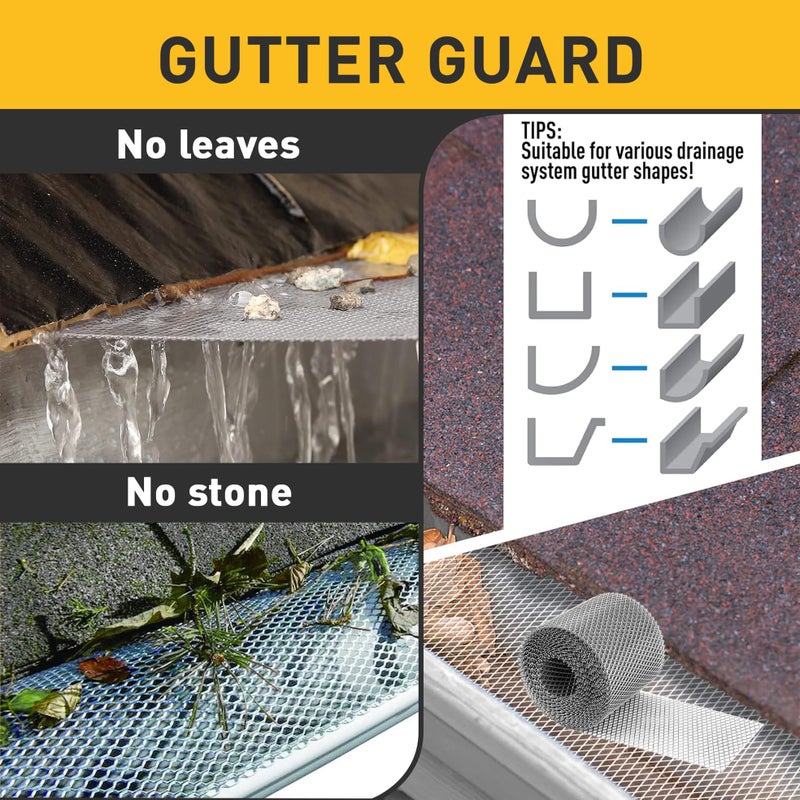 EUSTREER Aluminum Gutter Guard 5 Inch x 50 Feet Roll  Aluminum Leaf Filter Gutter Protection  Leaf Guard Protects from Branches  Leaves  Debris  Easy Install  Does Not Rust - Image 5